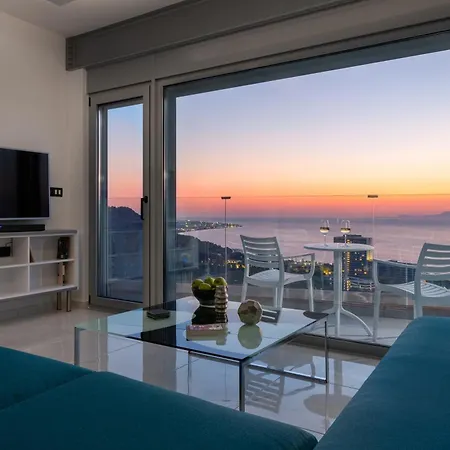 Rhodes Skyline With Out Door Jacuzzi Sea View Иксиа