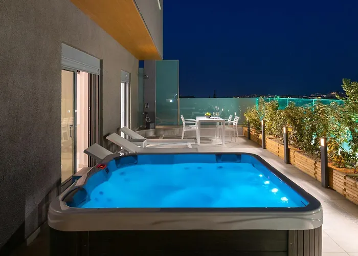 Rhodes Skyline With Out Door Jacuzzi Sea View