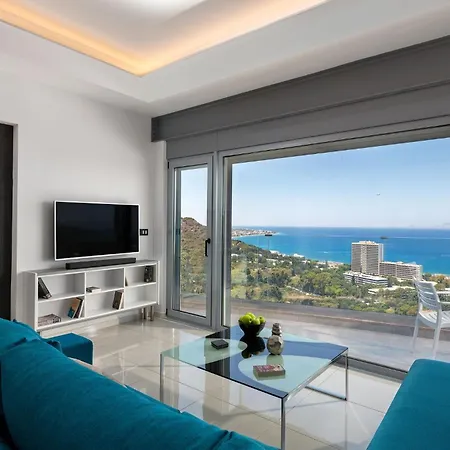 Rhodes Skyline With Out Door Jacuzzi Sea View Apartmán