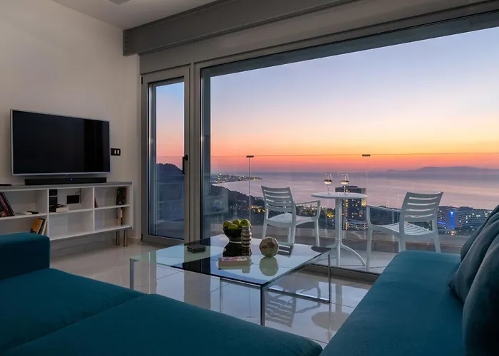 Rhodes Skyline With Out Door Jacuzzi Sea View Ixia (Rhodes)