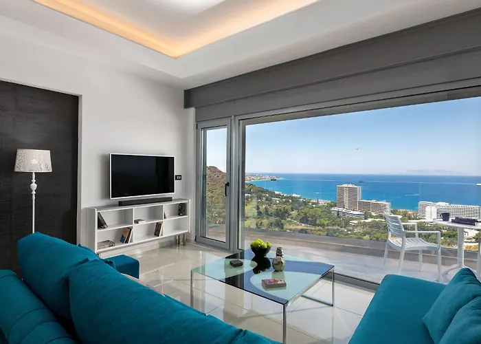 Rhodes Skyline With Out Door Jacuzzi Sea View Appartamento